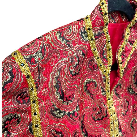 Vintage Red and Gold Paisley Jacket Size 8 Embellished - Picture 5 of 5